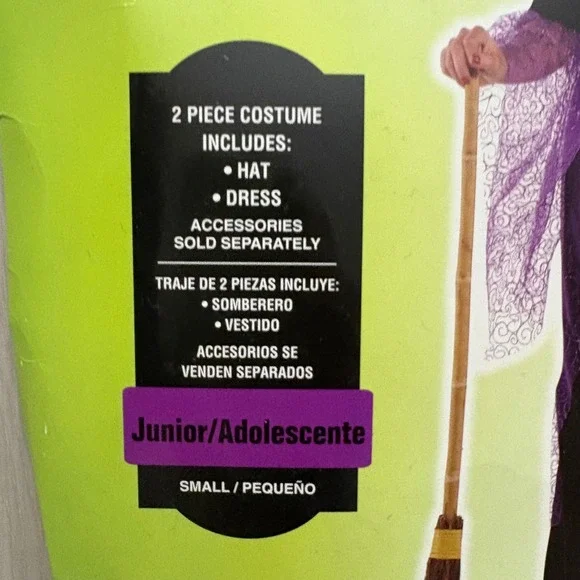 Potion Witch Girls Costume Halloween Black Purple Kids Junior Size Small Hat - Picture 9 of 10